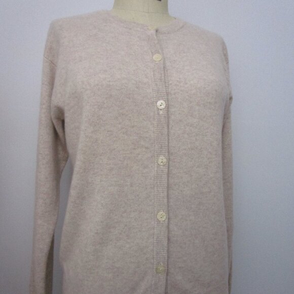 Oatmeal Tan CASHMERE Cardigan Sweater 2 Ply Cuddly Luxury - Picture 1 of 10